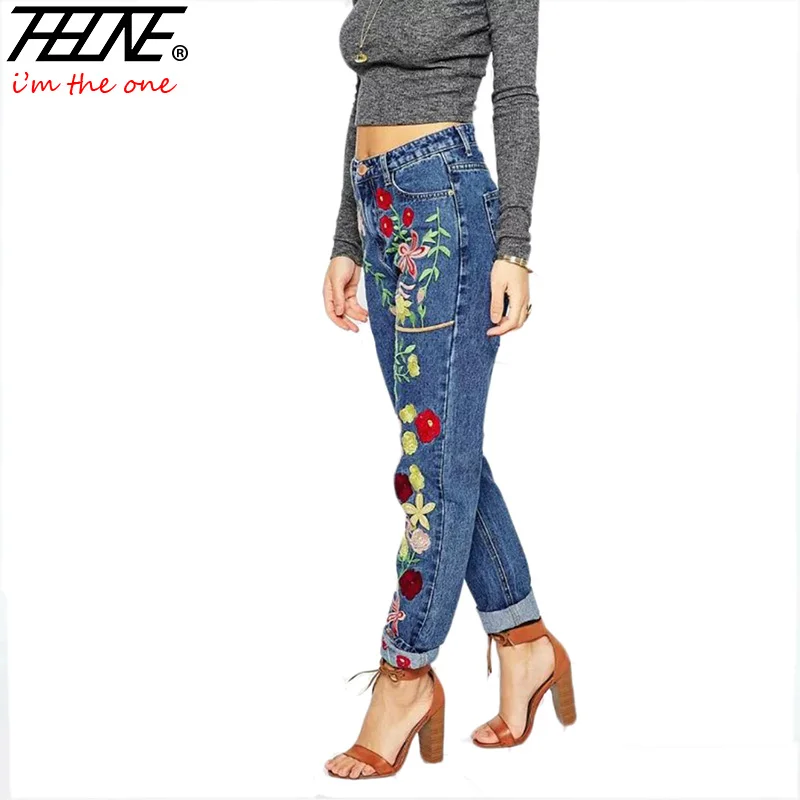 2017 Brand Jeans Women Embroidered Denim Pants Fashion