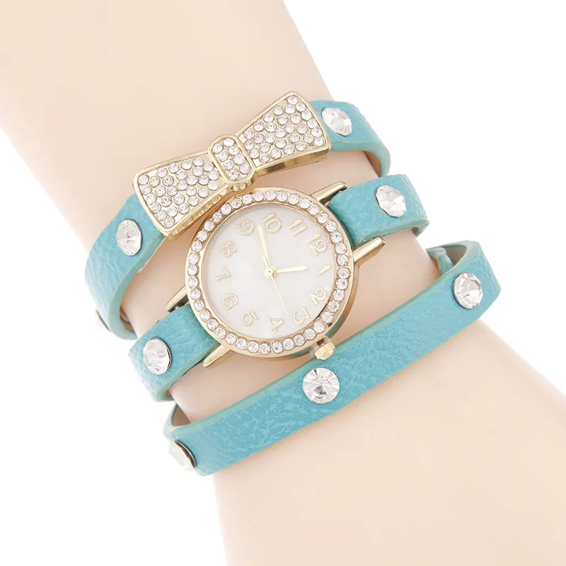 

Elegant Women's Quartz Wristwatch Leather Women Bracelet Dress Watch Rhinestone Bow Tie Pendant Relogio Feminino Reloj Mujer