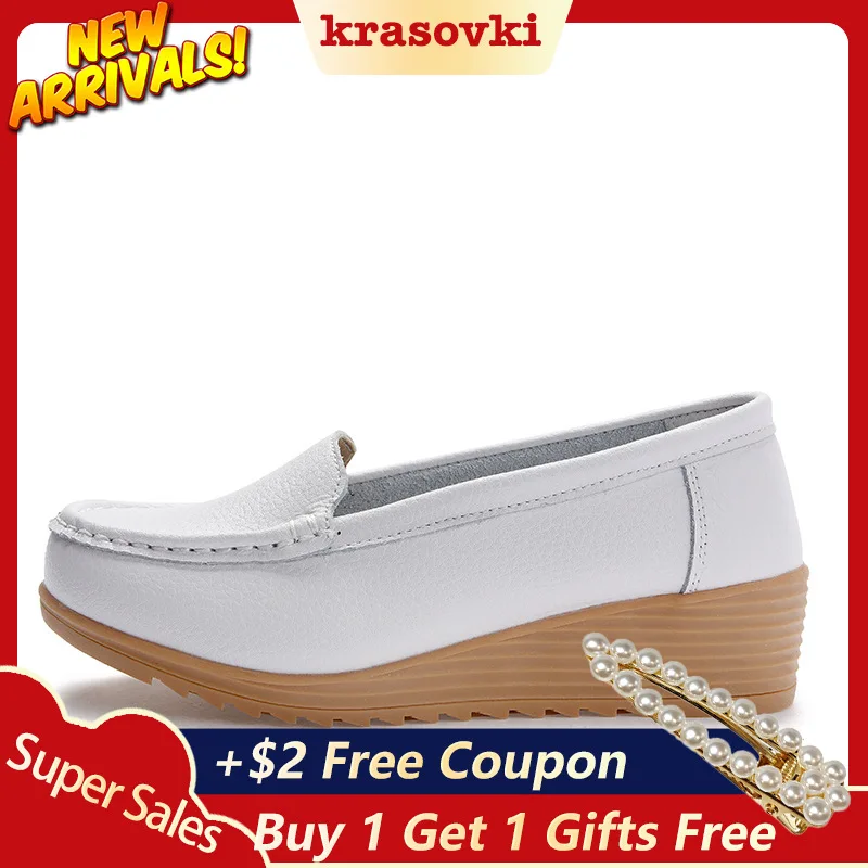 

Krasovki Single Shoes Women Spring Autumn Slope Large Size Soft Bottom Slip on Dropshipping Nurse Fashion Thick Bottom Shoes