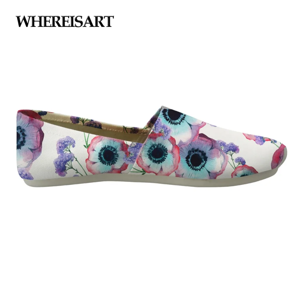 

WHEREISART Women Flats Shoes High Quality 3D Flower Printed Fashion Ladies Loafers Casual Comfortable Light for Female Lazy