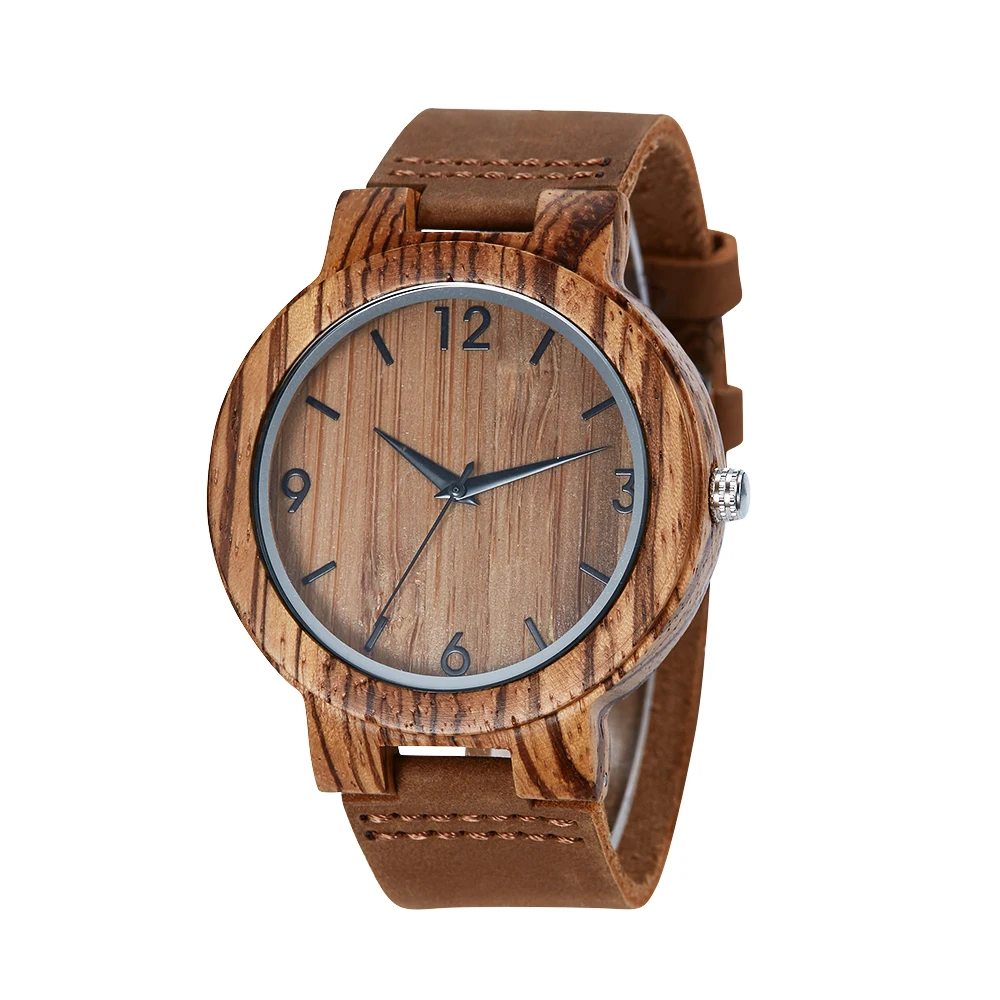 

TJW Mens Natural Zebra Wooden Watch Japanese Analog Quartz Movement Watch Handmade Vintage Casual Leather Wrist Watch