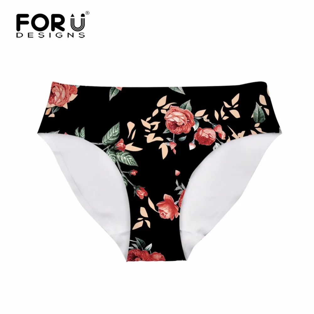 FORUDESIGNS Black Flower Printing Traceless Panties Fashion Women Sexy