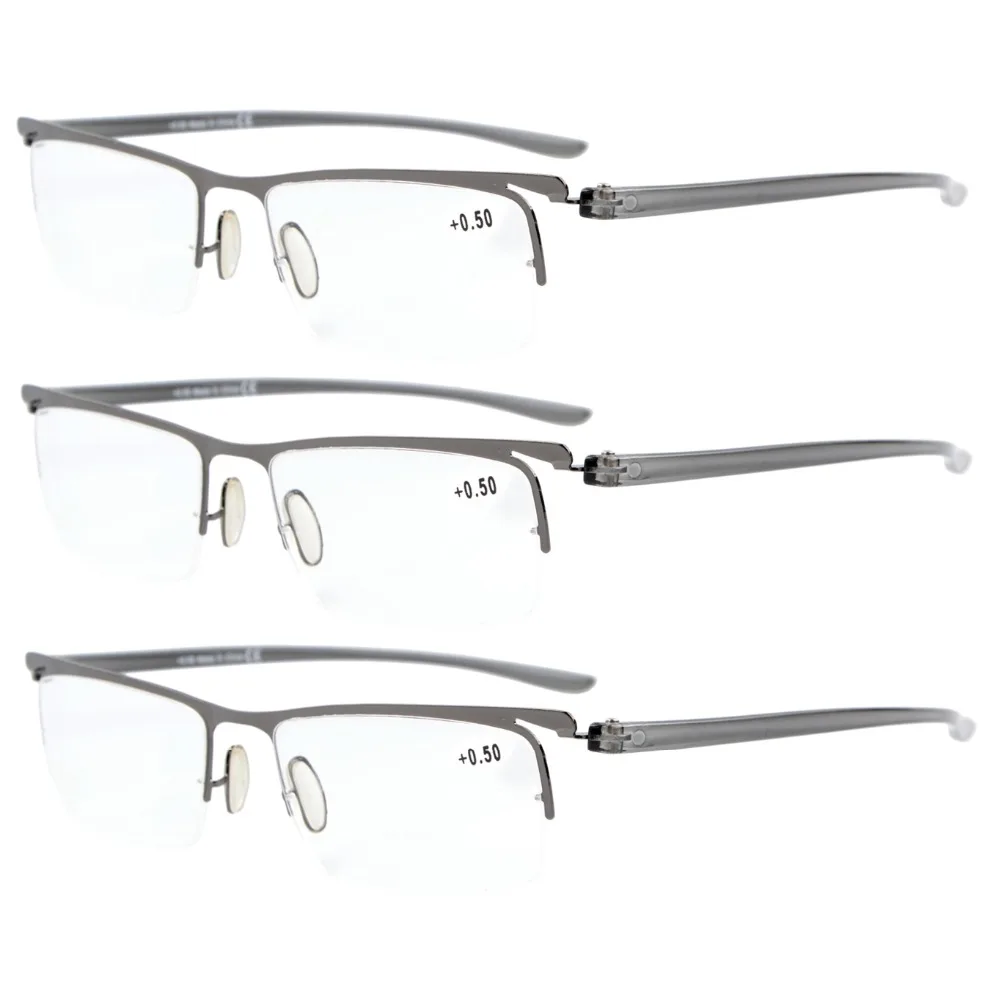 R15615 окуляр 3-Pack пластиковые дужки легкие полуобода очки для чтения Мужчины Женщины+ 0,50-+ 3,00