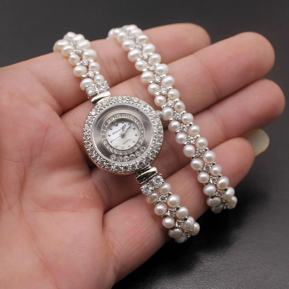 

Classic Fashion Jewelry high-end multi-pearl combination pieces of Silver Color charm bracelet watch H201