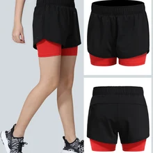 Женские спортивные шорты черные Лоскутные Йога Бег Фитнес Женская одежда тонкие поддельные две части спортивной одежды женская верхняя одежда