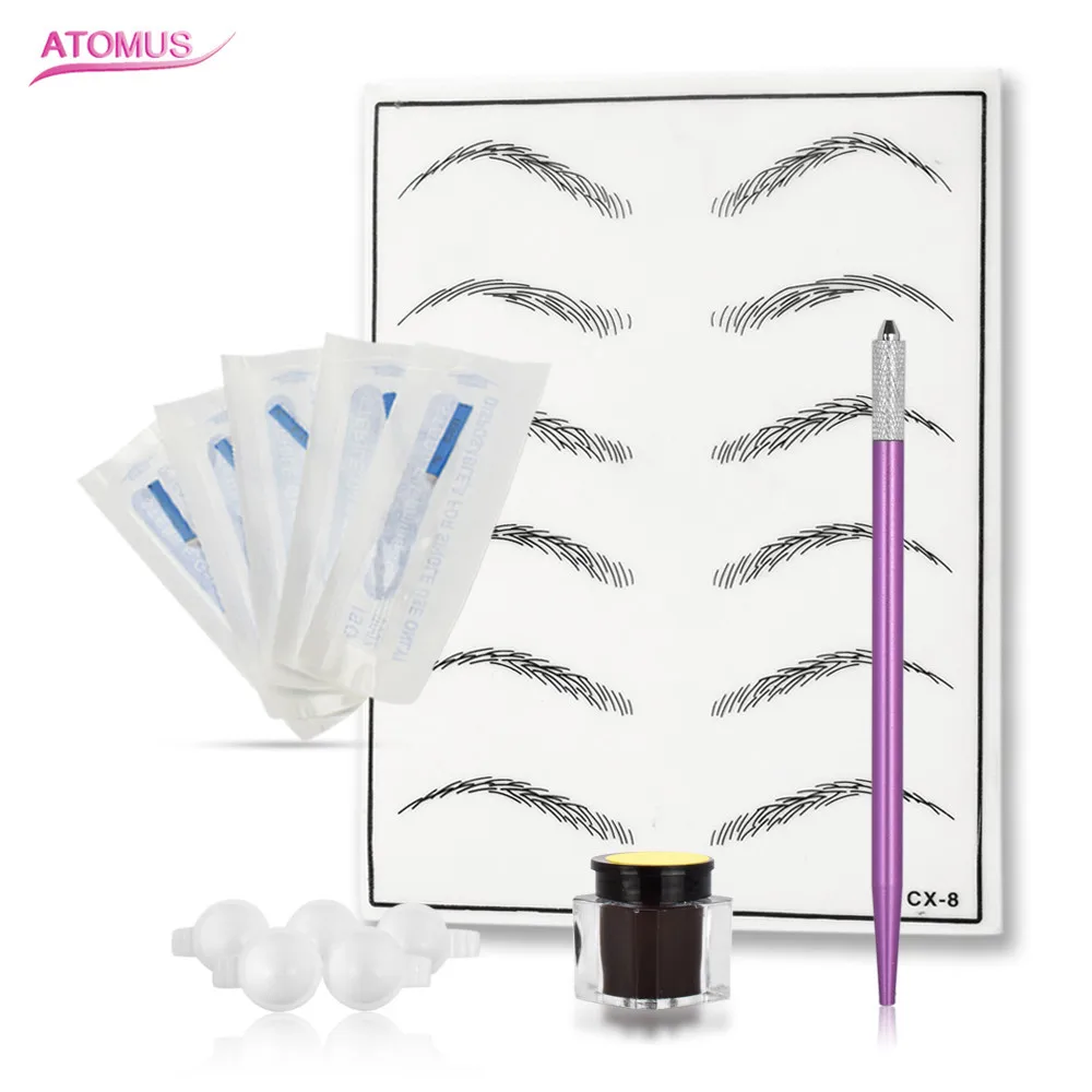 

ATOMUS One Kit Microblading Eyebrow Pen Set a white eyebrows practice skin with Pointed eyebrow pencil Tattoo Kit