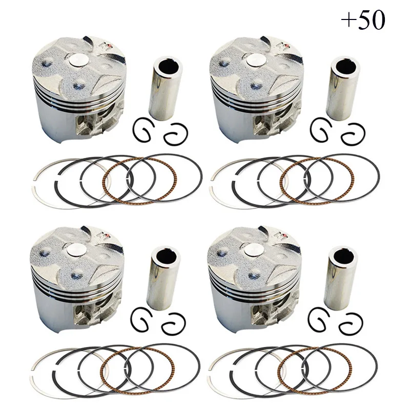 Детали двигателя мотоцикла STD+ 25+ 50+ 75+ 100 Размер цилиндра 48,5~ 49,5 мм поршень и кольца для Honda CBR250 KY1 MC19 CBR19 - Цвет: 4 sets oversize 50