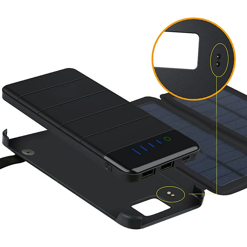 Универсальная складная солнечная панель 10000 mah Внешняя батарея power Bank с светодиодный фонарик с дисплеем 2 USB power bank для Xiaomi iPhone