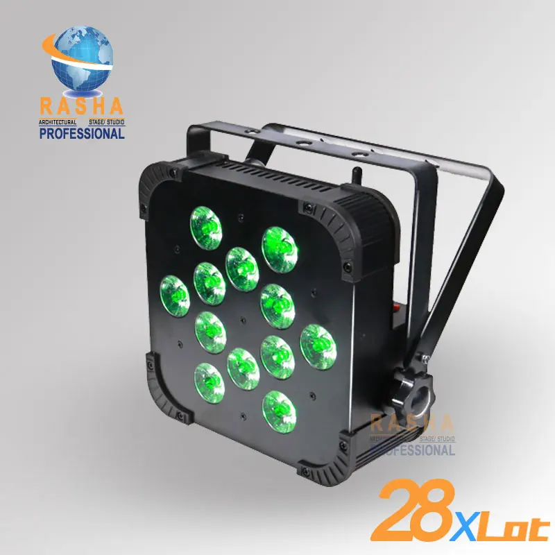

28X LOT Rasha Quad Factory Price 12*10W RGBA/RGBW 4in1 Non-Wireless LED Flat Par Can,Disco LED Par Light For Stage Event Party
