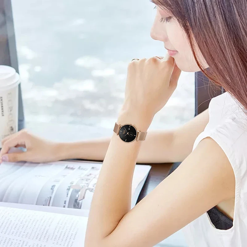 LIGE New Luxury Women Metal Mesh Watch Simplicity Classic Wrist Fashion Casual Quartz High Quality Women's Watches Montre Femme