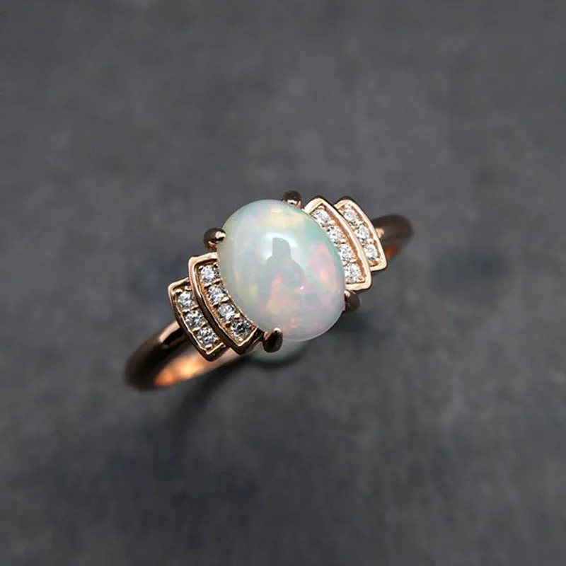 shinning Top Quality Ethiopian Natural Opals oval 6*8mm gemstone Ring ...