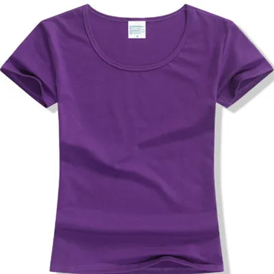 purple Лето, высокое качество, 15 цветов, S-2XL, простая футболка, Женская хлопковая эластичная Базовая футболка, Женские повседневные топы, футболка с коротким рукавом - Цвет: purple