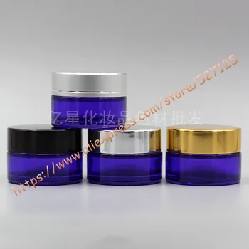 

20g purple glass cream jar with many colors aluminum lid,20ml cosmetic/eye cream/mini/sample cream container