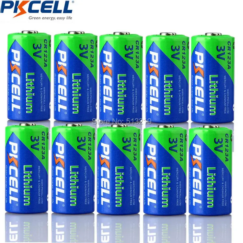 

10Pieces CR123A PKCELL 3V CR123 123A CR17345 KL23a VL123A DL123A 5018LC EL123AP SF123 Li-ion Non-rechargeable Lithium Battery
