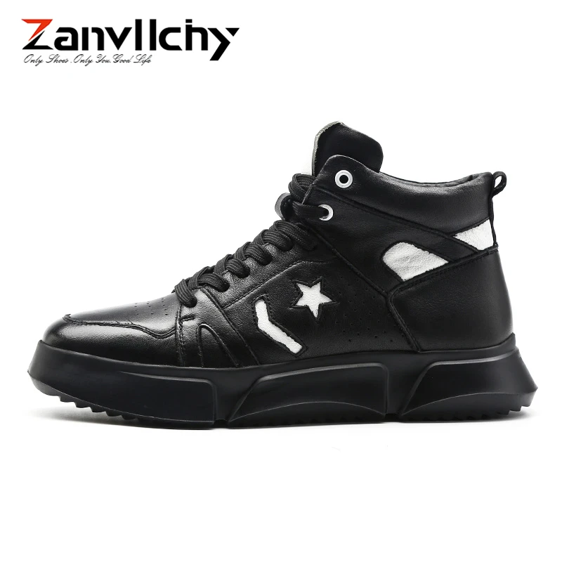 

Zanvllchy 2019 New Winter Men High Top Shoes Black Sneakers Autumn Leather Male Footwear Superstar Chaussure Homme Mens Trainers