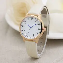 Горячая 2018 новый стиль золото корпус часов Аравия цифровой шаблон Модные женские кожаные часы студенты творческих простой кварцевые часы