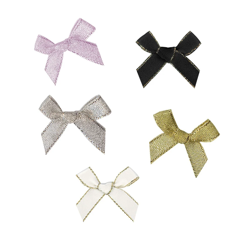

50Pcs Color Glitter Satin Ribbon Bows DIY Craft Supplie Wedding Party Decor Arts Bowknots Sewing Headwear Accessories Appliques