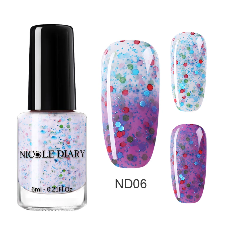 

NICOLE DIARY 6ml Sunlight Color Changing Nail Polish Fast Dry Colorful Peel Off Nail Art Varnish Manicure DIY Lacquer