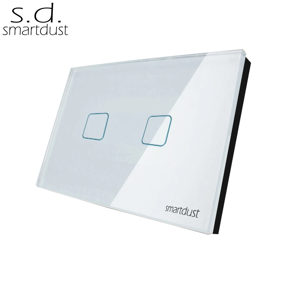 

Smartdust US Standard Home Kit Switch 2 Gang 1 Way Wall Switch Touch Button Villa Home Building Light Touch Switch