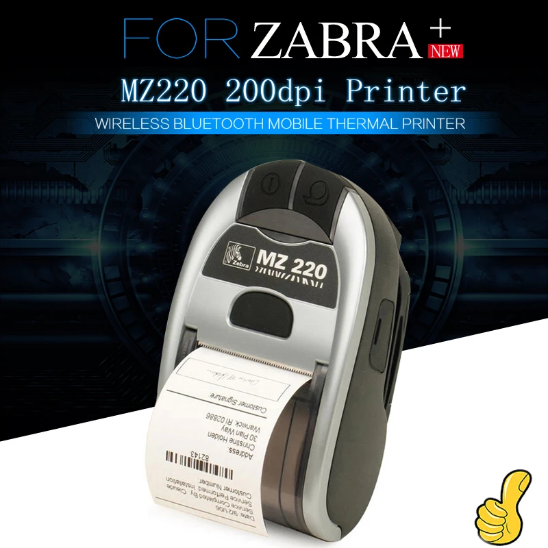 

New Original 2set For Zebra MZ220 Wireless Bluetooth Mobile Thermal Printer 50mm Ticket Or Label Portable Printer 203 dpi