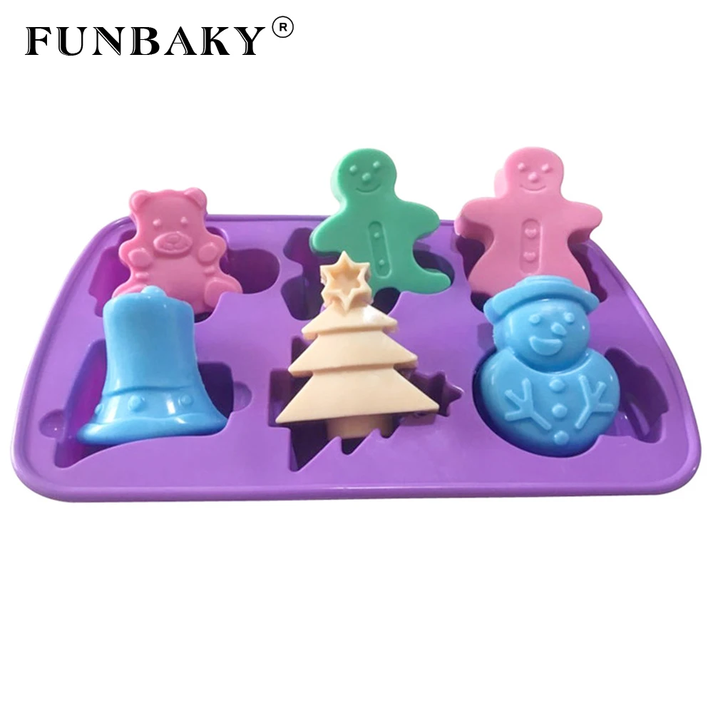 Funbaky 6cavity снеговик Силиконовая форма 3D торт форма-лоток для выпечки инструменты для выпечки формы мха пресс-форм