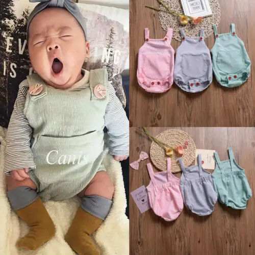 

New Kids Baby Boy Girl Sling Romper Jumpsuit Outfits Summer Newborn Kids Clothes
