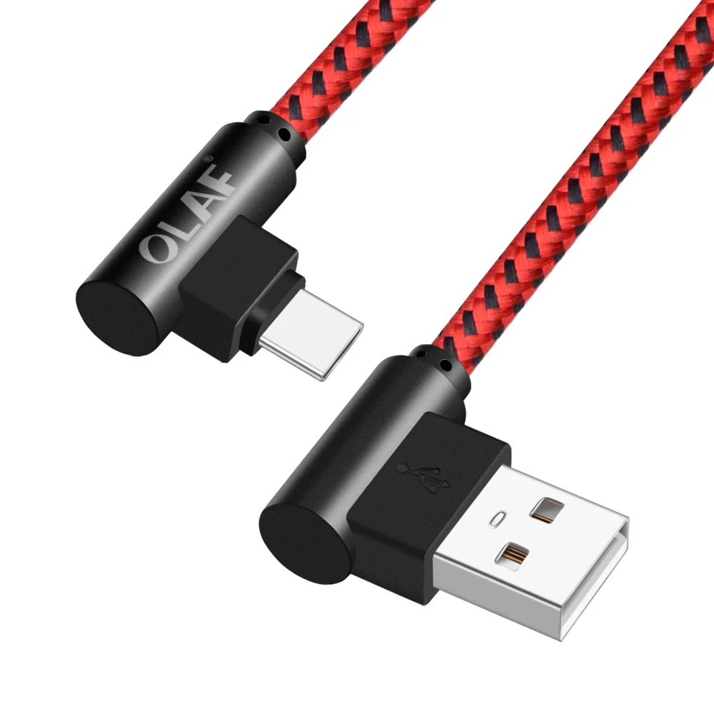 La OLAF USB tipo C 90 Grado de carga rápida usb cable tipo-c 3,1 cable de datos cargador usb- c para Samsung S8 S9 Nota 9 8 Xiaomi mi8 mi6