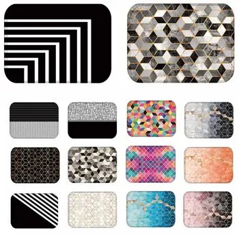 

RIANCY Black Geometric Colorful Anti-Slip Suede Carpet Door mat doormat Outdoor Kitchen Living room Floor Mat Rug 40*60cm 48214