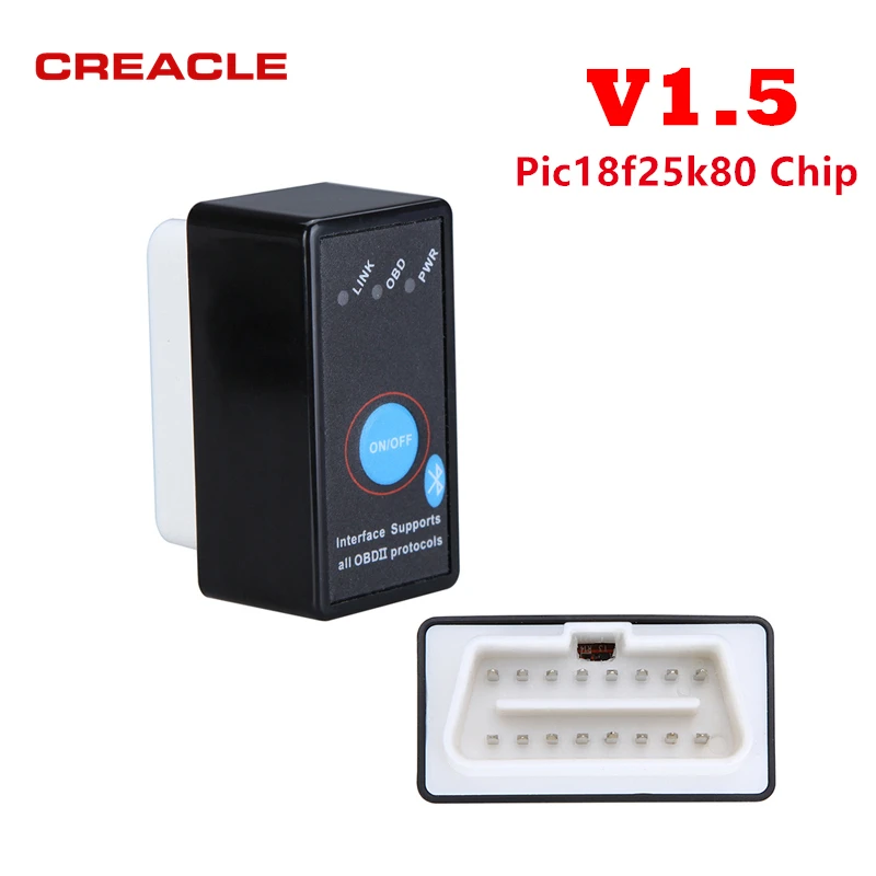 

Auto Code Reader Mini ELM327 V1.5 PIC18F25K80 Chip with Power Switch ELM 327 Bluetooth OBD-II OBD OBD2 Scanner Diagnostic Tool
