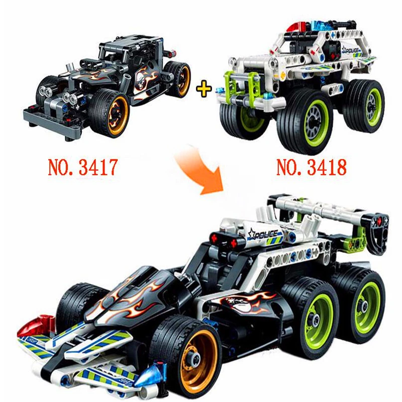 DECOOL 2 In 1 Technic Getaway Pullback Racing Car Building Blocks Brick Set Compatible LegoIN Playmobil Toys For Children
