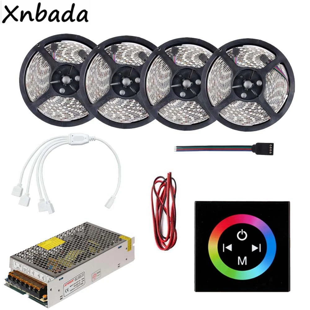 

2835 RGB Led Strip Light 60Leds/m With RGB Touch Panel Led Controller Power Supply Kit 5M 10M 15M 20M