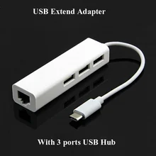 20 штук USB 3,1 Тип C RJ45 Ethernet сетевой адаптер с 3 портами(стандарт концентратор для Macbook Google Chromebook MP4
