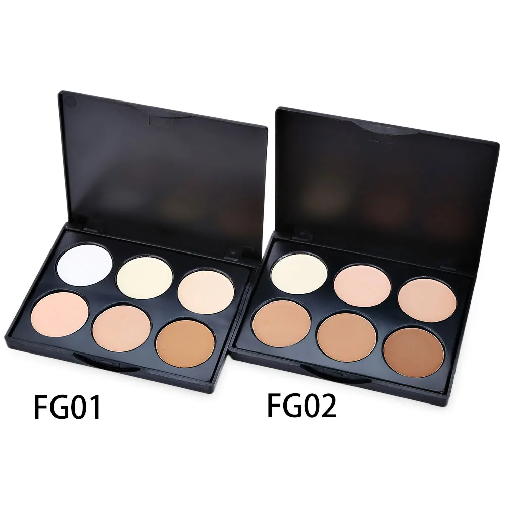 

POPFEEL 6 Colors Facial Pressed Powder Powder Blusher Shadow Repair Oil-Control Brighten Concealer Foundations Makeup Powder 55g