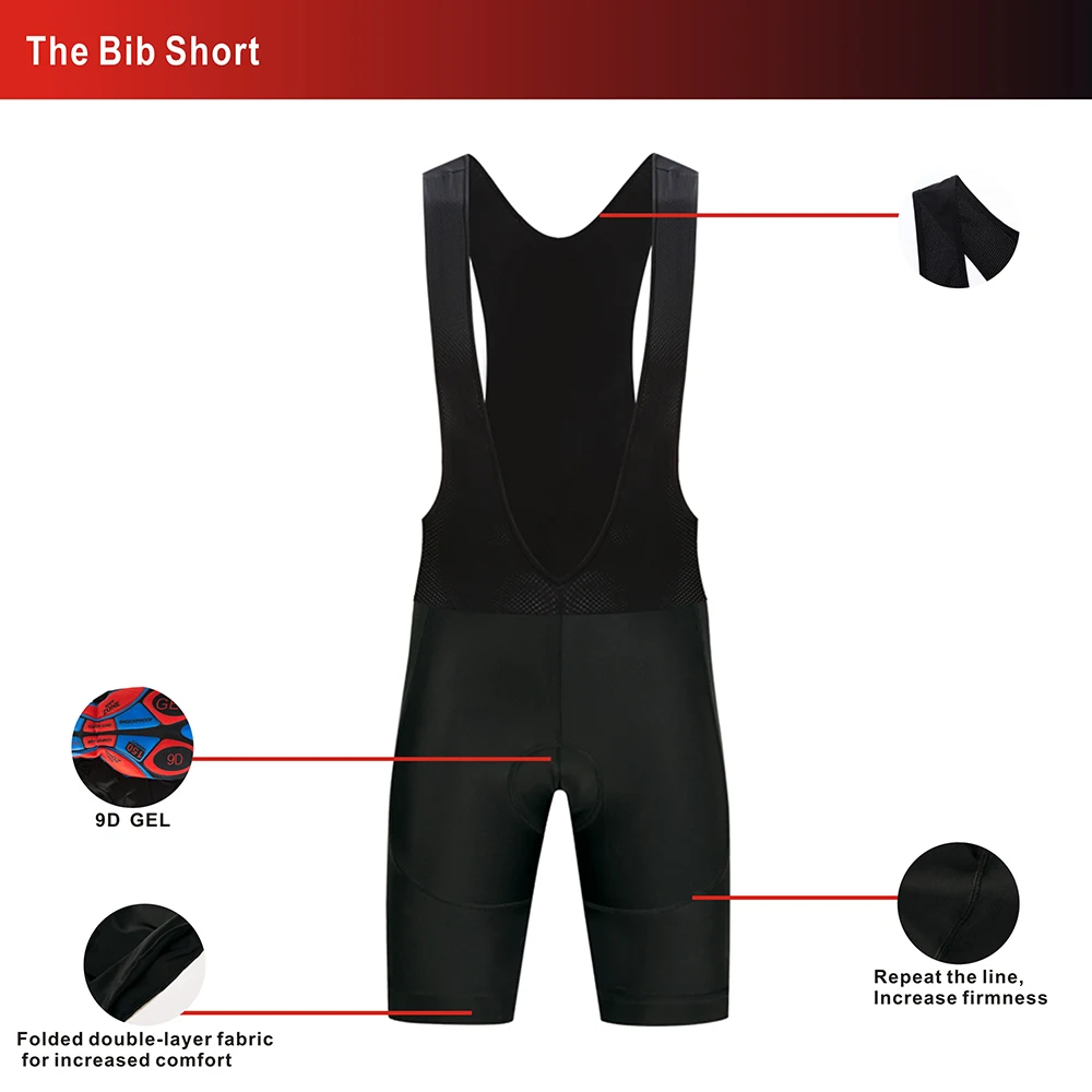 Crossrider Велоспорт Bib летние шорты штаны черный 9D силиконовый коврик велосипед Bib колготки велосипед лайкра размер XS-4XL