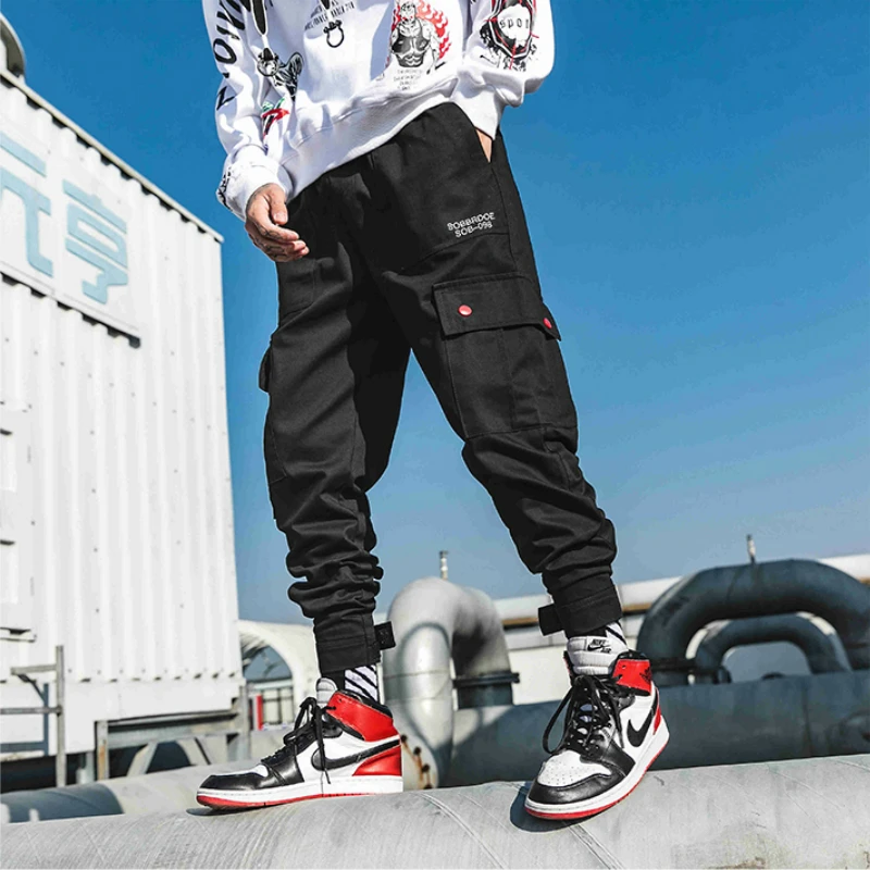 Fashion Casual Cargo Pants Mens Joggers Ankel-Length Camo Pants Mens Pockets Sweatpants Male Korean Pants Hip Hop Track Pants
