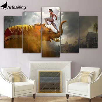 

5 piece canvas painting elephant Thailand art HD posters and prints canvas painting for living room free shipping XA-1926A
