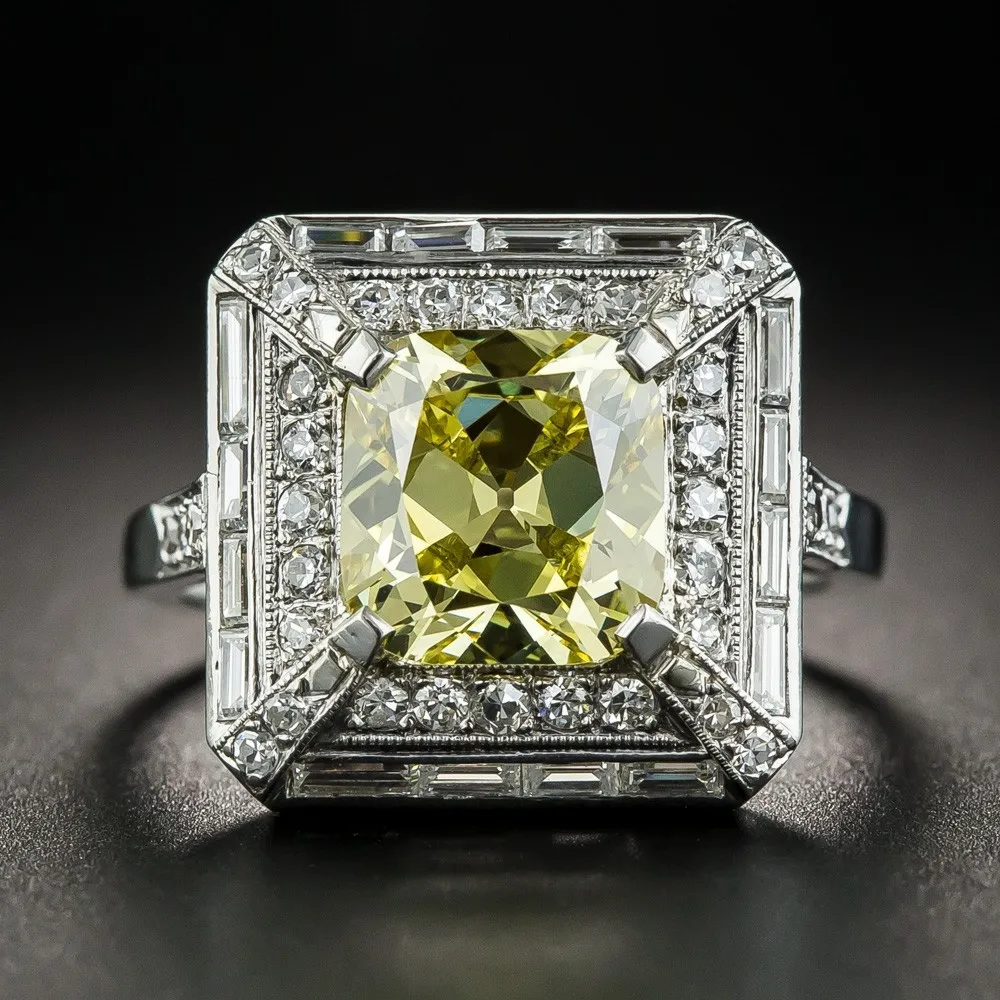 Светильник, желтая квадратная шпинель, обручальные кольца для женщин, 925 пробы, серебряное кольцо, юбилей, модные подарки,, ювелирные изделия на каждый день