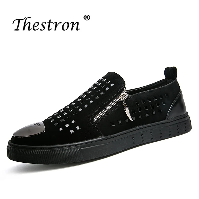 

Youth Casual Shoes for Men Black Male Luxury Brand Footwear Comfortable Mens Zipper Shoes Hard-Wearing Wearable Walking Shoes