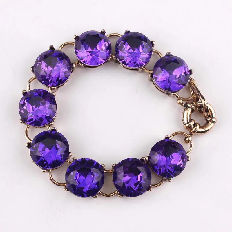 

2018 Fashion Jewelry 15mm Faceted Green Shiny Crystal Dot Charm Bracelets & Bangle Glass Stone Bracelet For Women Christmas Gift