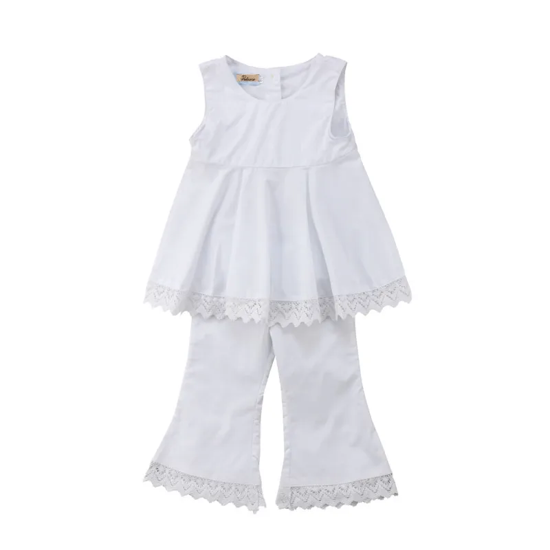 

Toddler Kids Baby Girl Lace Princess Sunsuit Clothes Summer T Shirt Vest Blouse Tutu Dress Tops Long Pants Clothing Sets