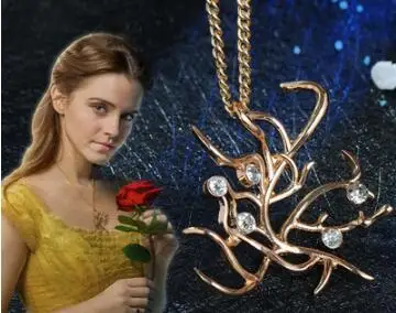 

Movie Beauty and the Beast Belle Necklace Pendant Chain Cosplay Prop With Box