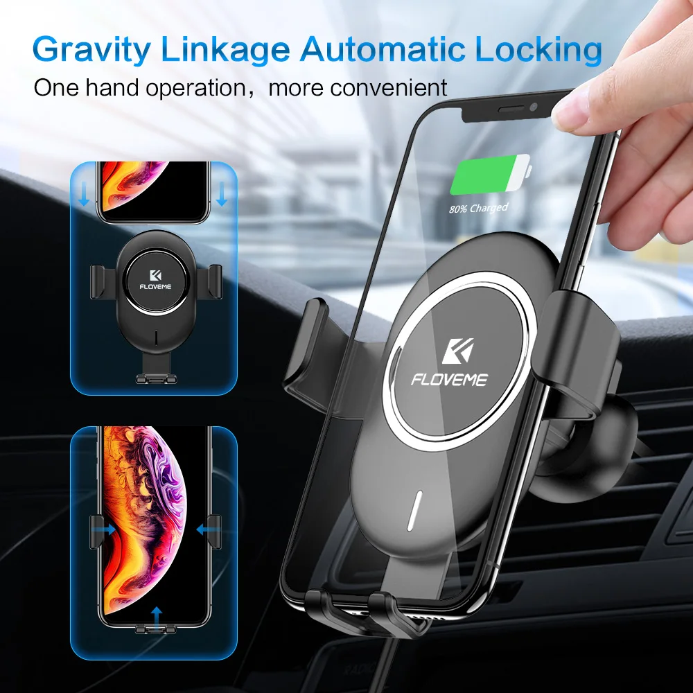 

FLOVEME Qi Car Wireless Charger For iPhone 11 X XR 8 10W Fast Charging For Samsung 10 Note 10 Car Phone Holder Wireless Chargers