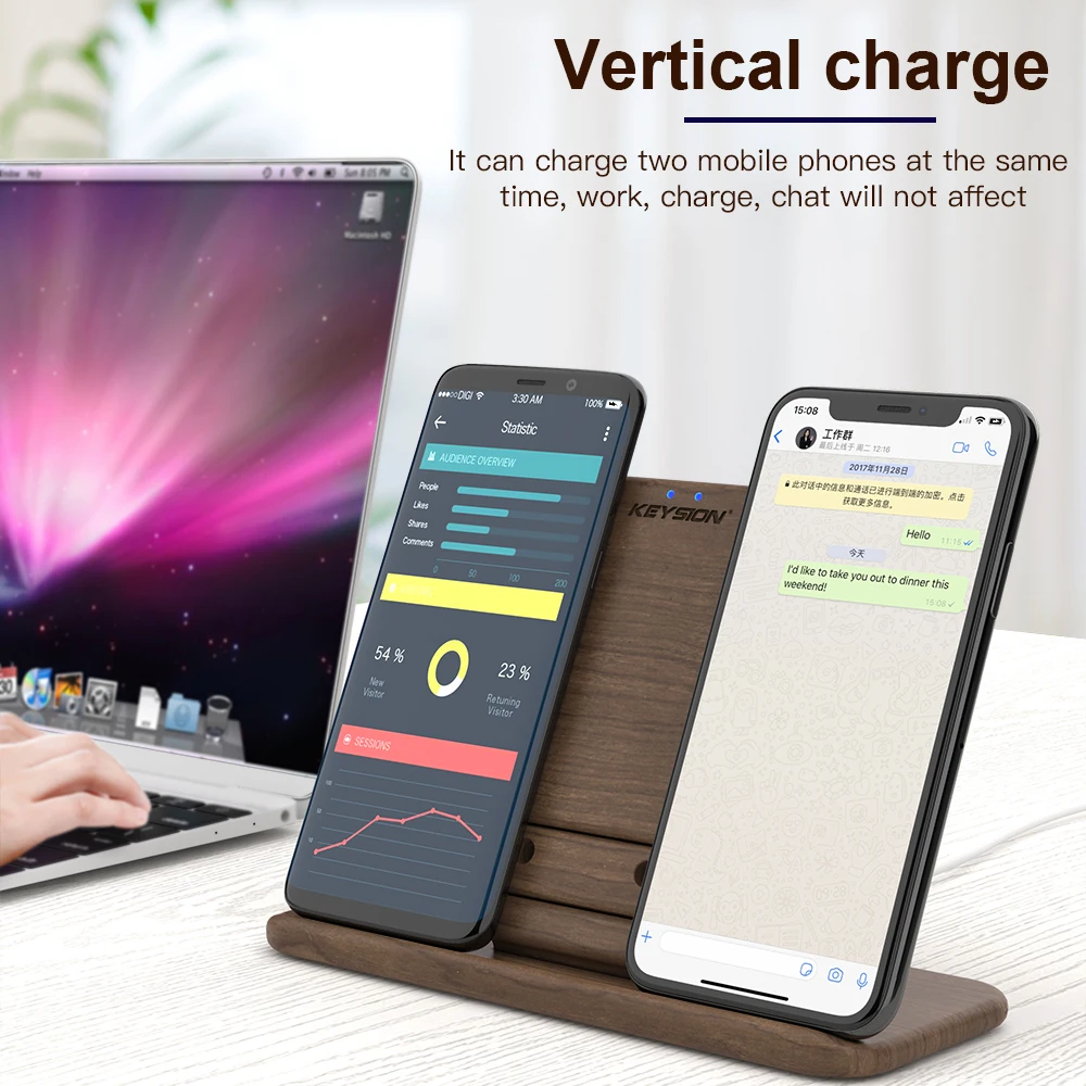 KEYSION 5 катушек, двойная Беспроводная подставка для зарядного устройства/Подставка-трансформер Qi для быстрой зарядки iPhone XS Max XR samsung S10 AirPods Xiaomi Mi9
