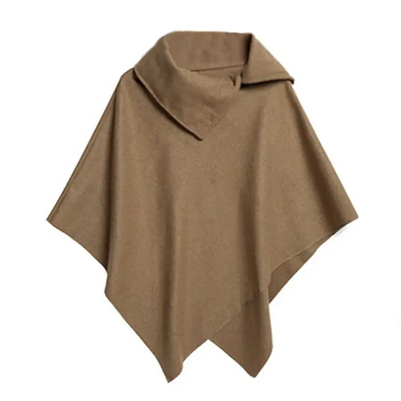 

Black Red Khaki Brown 4 Colors Women Coat Poncho Autumn Winter Casual Overcoat Zipper Loose Pullover Cloak Sweater Cape Outwear