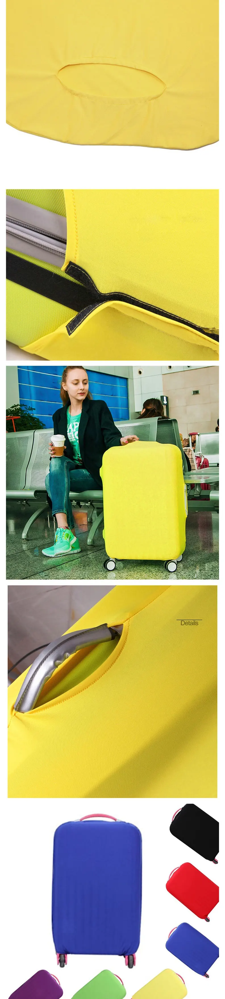 Эластичный тканевый защитный чехол для багажа от 18 до 30 дюймов, чехол на колесиках, чехол для костюма, пылезащитный чехол, аксессуары для путешествий, яркие цвета