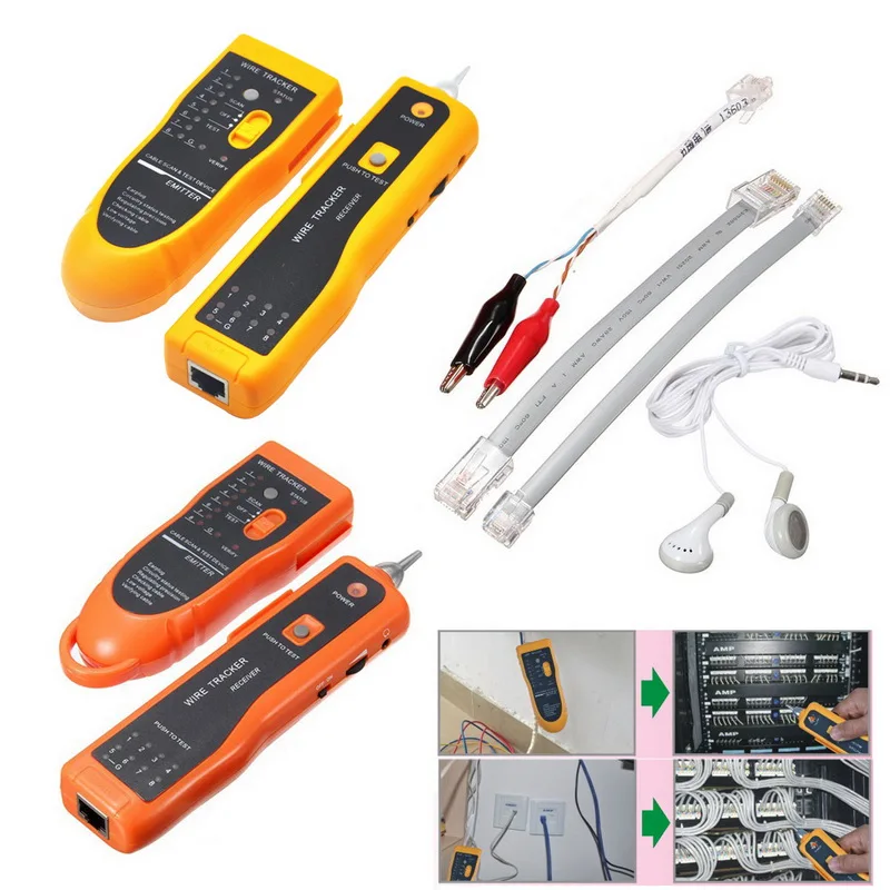 

RJ11 RJ45 Cat5 Cat6 Telephone Wire Tracker Tracer Toner Ethernet LAN Network Cable Tester Detector Line Finder 1 Set