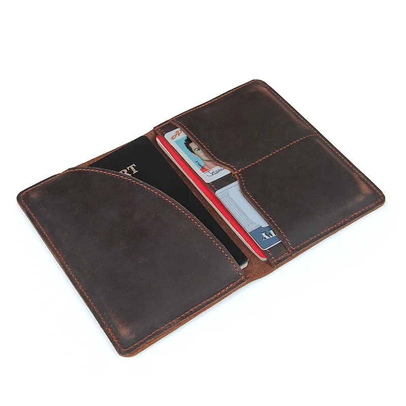 Online CICICUFF Vintage Genuine Cow Leather Passport Covers Card Holder Cowhide on Cover for Document Certificate Case Travel Wallet
