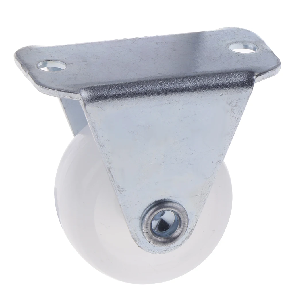 1 Inch White PP Fixed Caster Wheel 10kg 22lbs Cabinet Drawer Trolley Cart, comes with plate mounted on top