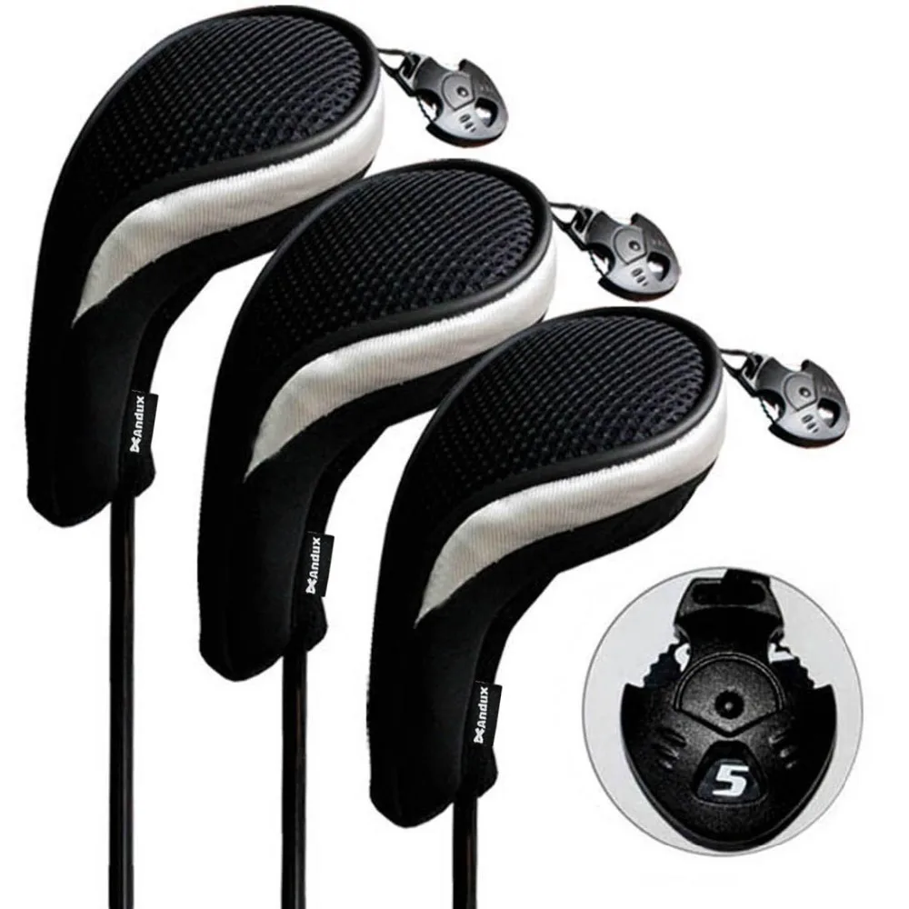 3pcs/set Andux Golf Club Head Cover Interchangeable No. HeadCovers