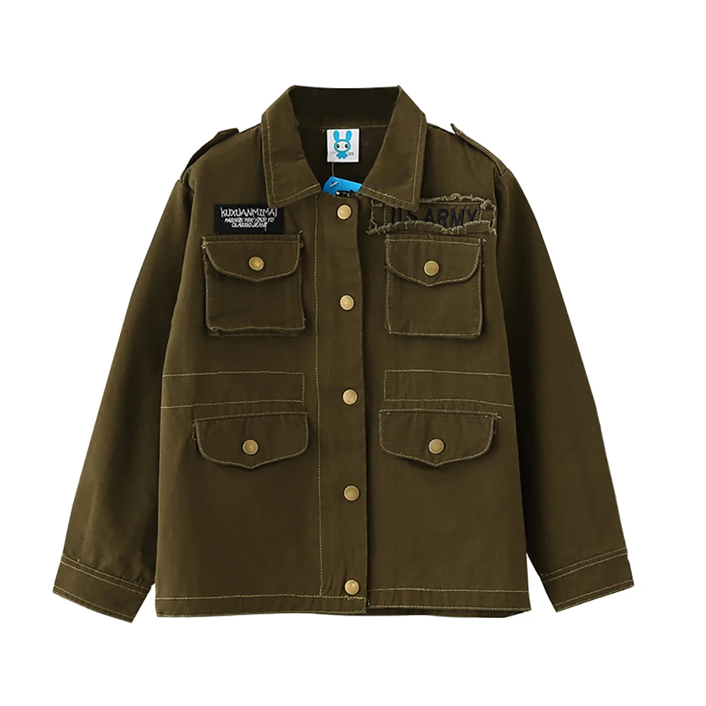 

B-B18040 Spring Girls Coat 95%Cotton Jacket Child Fashion Autumn Kids Solid Color Coat 5-13Y Teenager Child Zip-up Jacket